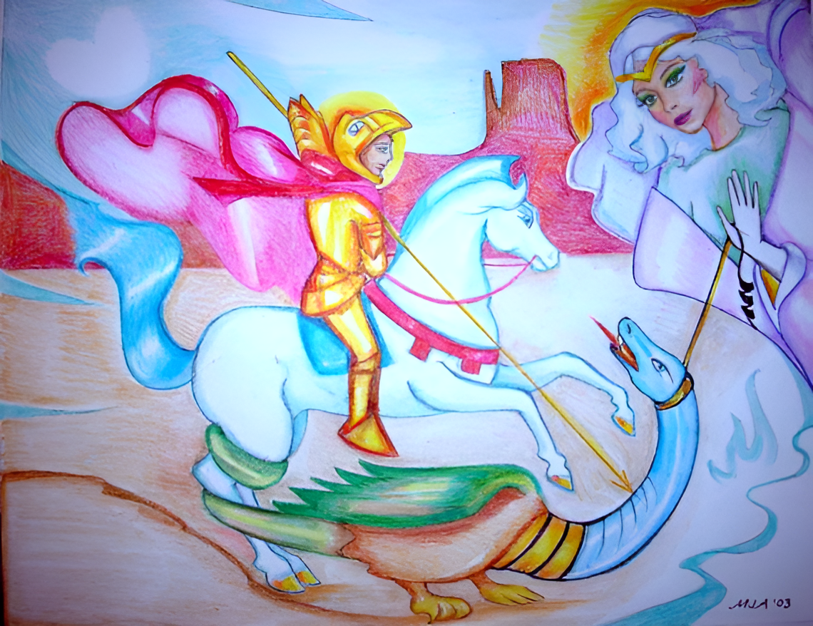 Artwork from Mary Jill Alice Roe Bennett used to introduce the Crista of Constantine page